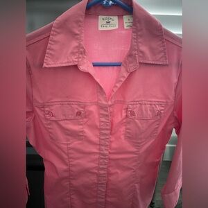 Women’s Pink button down;3/4 sleeve; Riders Easy Care by Lee Size Small